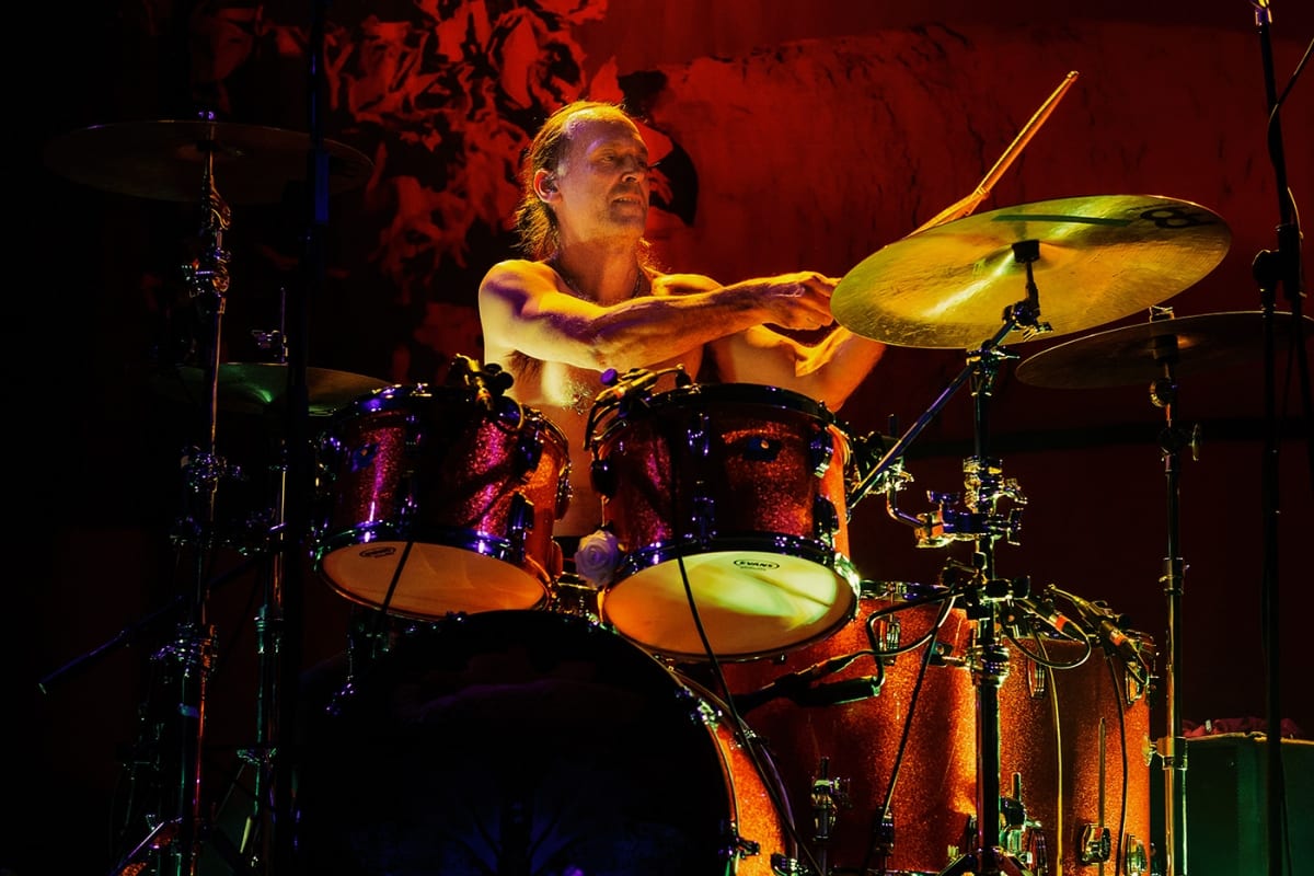 Baroness drummer on stage at the Corona Theatre