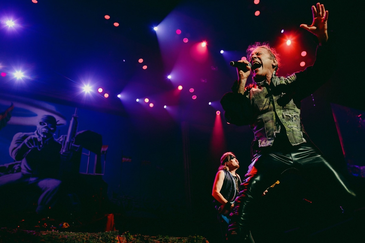 Iron Maiden on stage at Montreal Bell centre in 2019